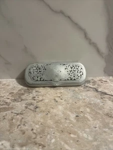 Antique Ornate Eyeglasses Case – Tin/Aluminum with Green Velvet Interior - Picture 1 of 7