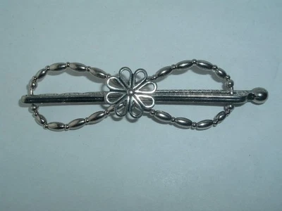 LILLA ROSE FLEXI HAIR CLIP SILVER TONE FLOWER & BEADS BARRETTE SIZE SMALL - Image 1 of 2