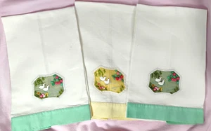 Leinen Servietten 3er Set Vintage bestickt Enten im Teich Cottagecore Tiere - Bild 1 von 23