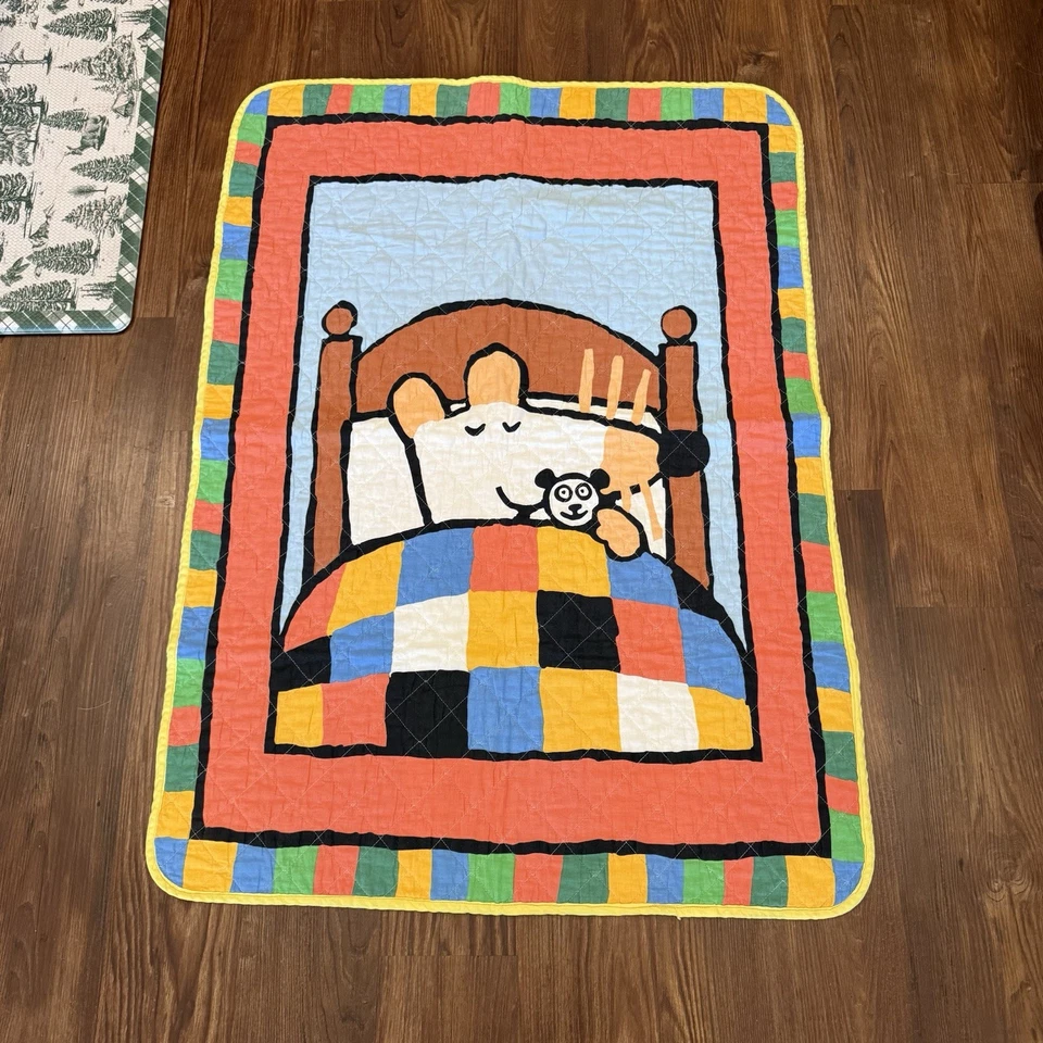 Vintage Ultra RARE Maisy’s Bedtime By Lucy Cousins Quilt Baby Blanket Size 44x33 - Image 1 of 4