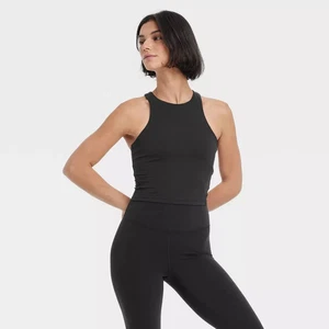 Damen Everyday Soft High Neck Cropped Tank Top - All In Motion Schwarz M - Bild 1 von 3