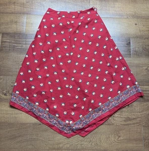 Lauren Ralph Lauren Vintage Red Floral Hankerchief Skirt Size 4 - Picture 1 of 7