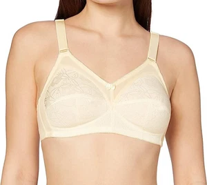 Ivory Soft Full Cup Bra Jacquard Floral Wirefree Supportive unpadded opaque - Picture 1 of 4