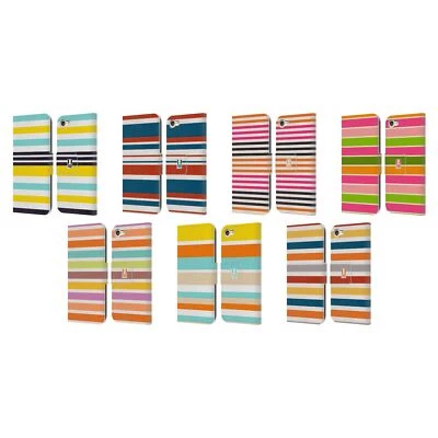 HEAD CASE DESIGNS STRIPES 2 LEATHER BOOK WALLET CASE FOR APPLE iPOD TOUCH MP3 - Image 1 of 4