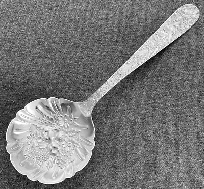 1 KIRK Repousse Large Solid Sterling Shell Berry/Casserole Spoon , 9 1/8” - Image 1 of 4