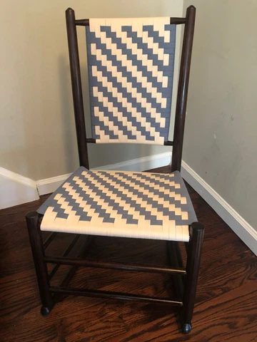 Antique 19thC Youth Shaker Style Rocking Chair With New Shaker Tape Seat Cover