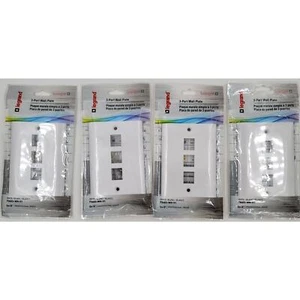 On-Q-Legrand-3-Port-White Nylon Ethernet Wall Jack Plate-F3403-WH-V1 Lot of 4 - Picture 1 of 3