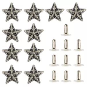 10pcs Metal Rivet Buttons Star Rivet Leather Stud Rivets Decorative - Picture 1 of 12