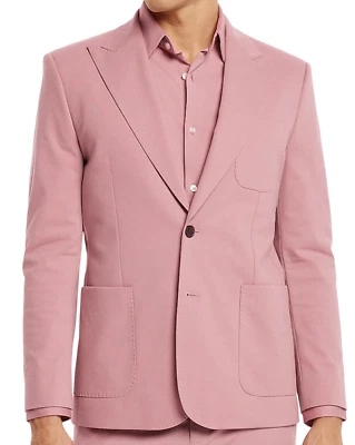 NEW EXPRESS SLIM ICED MAUVE PINK PONTE KNIT SUIT JACKET SIZE 38S - Image 1 of 4