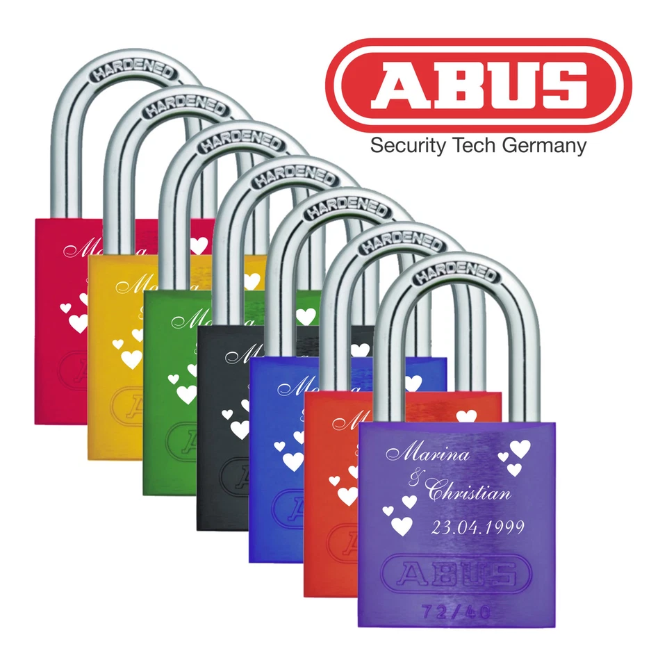 ABUS Liebesschloss Gravur personalisiert - Schloss mit Namen, Datum und Herzen - Bild 1 von 1