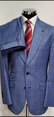 Traje de lana Cerruti super 150 ventana azul cielo/solapa pico de 5 pulgadas de ancho Foto 1 de 3