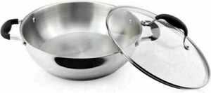 Edelstahl Bratpfanne Rührpfanne mit fünflagigem Boden Kochpfanne Glasdeckel USA - Bild 1 von 5