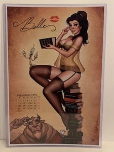 Nathan Szerdy SIGNED Belle Art Calendar Print Pin-Up Disney Beauty & Beast - Picture 1 of 3