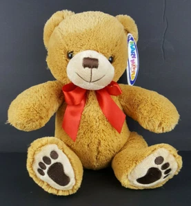 Teddy Bear 10" Plush Red Bow Feet Smile Stuffed Animal Toy Mary Meyer TAGS - Picture 1 of 12
