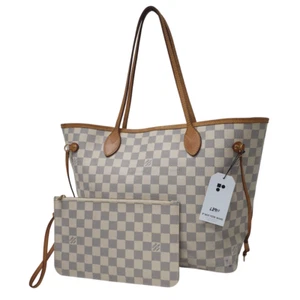 Authentic Louis Vuitton Neverfull MM Damier Azur + Pouch N51107 Guaranteed LE911 - Picture 1 of 12