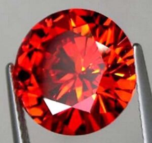 8 mm 3.01ct Natural Orange Red Sapphire Round Diamonds Cut VVS Loose Gemstone