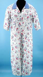 VTG Women's 20s White W/ Red & Blue Floral Feed Sack Cotton Dress Sz L 1920s - Picture 1 of 11