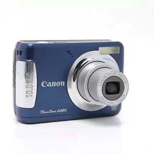 Canon Powershot A480 Digital Camera 10MP Blue 3.3X Zoom PARTS/REPAIR - Picture 1 of 11