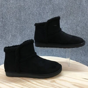 Arizona Jean Co Winter Snow Boots Womens 11 Black Suede Round Pull On Faux Fur - Picture 1 of 17