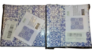 50 Moroccan Vintage Retro Style Tile Stickers - Blue / White - Picture 1 of 8