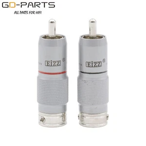 EIZZ Male RCA Plug connector Rhodium Plated Tellurium Copper PTFE Insulator 4PC - Picture 1 of 7