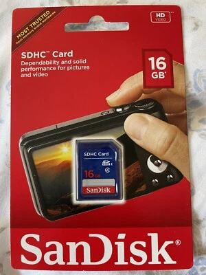 NIB SEALED SanDisk SDHC 16GB Memory Card HD Video & Pictures - Image 1 of 2