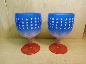 Vintage Red White & Blue Beer Goblet Dimples Glass USA The 4th Of July America - Picture 1 of 3