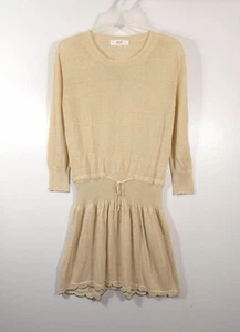 Vanessa Bruno Athe Cinched Waist Long Sleeve Knit Dress Linen Light Beige Size S - Picture 1 of 13