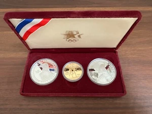 1983 - 1984 U.S. Olympics Gold & Silver Proof Commemorative 3 Coin Set with Box - Picture 1 of 11