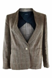 JOSEPH Window Pane Check Brown Linen Blazer (IT 42) - Picture 1 of 3