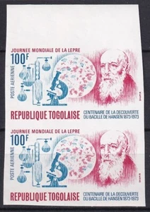Togo 1973 Yvert A 196 par imperforado Hansen Medicina Lepra MNH VF - Imagen 1 de 1