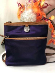 Liked New~MICHAEL KORS Kempton Dark Purple Nylon Leather Trims Crossbody Bag - Picture 1 of 9