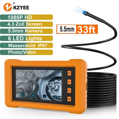 KZYEE Industrie Endoskope 5.5mm Durchmesser 1080P HD Inspektionskamera 33ft - Bild 1 von 4