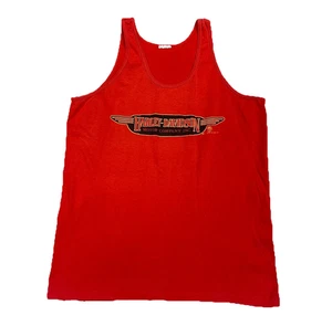 VTG 1987 HARLEY DAVIDSON RED MOTORCYCLE TANK TOP EAGLE MILLS MICHIGAN (18) - Picture 1 of 4