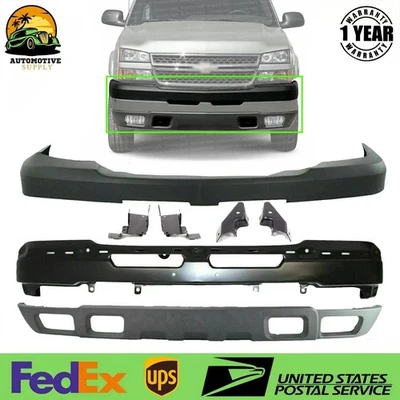 Черный комплект переднего бампера с грунтовкой для Chevrolet Silverado 2500HD 3500HD 2003-2006 годов выпуска - Изображение 1 из 4