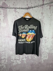 Vintage Rolling Stones T-Shirt Rare World Tour 2003 Big Logo Y2K Streetwear Tee - Picture 1 of 13