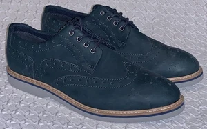 WEATHERPROOF VINTAGE Navy Blue Suede Leather Oxford Wingtip Shoes Mens Sz 8.5 - Picture 1 of 10