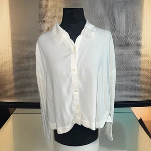 MADEWELL NWOT White Button-Up Cropped Shirt Long Sleeves - Picture 1 of 10