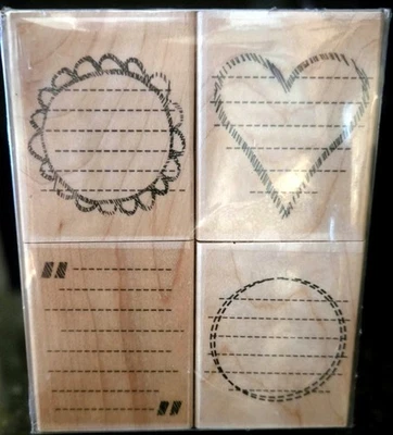Juego de 4 estampillas de goma de madera Hero Arts formas de diario con álbumes de líneas Foto 1 de 2
