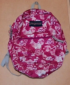 JanSport Backpack, Pink & White Skulls, Roses - Picture 1 of 4