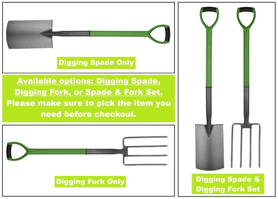 Heavy Duty Carbon Steel Garden Fork & Spade Set Edging Gardening Tool Set UK - Image 1 of 1