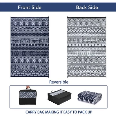  Tapete de palha externo plástico reversível tapete de acampamento para pátio quintal piquenique - Imagem 1 de 4