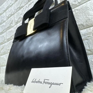 Ferragamo Vara Schleife Leder Handtasche formell Clutch Handtasche Designer Top Henkeltasche - Bild 1 von 8