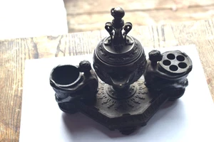 Porta cigarros grande de bronce Napoleón III con accesorios - Hermoso estado - Imagen 1 de 10