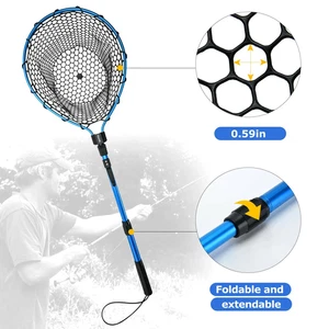 Ultralight Portable Handle Flying Fishing Net Landing Net for Kayak Salmon Bass - Picture 1 of 7