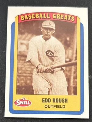 1990 Swell Baseball Greats Edd Roush Card #35 Reds Giants White Sox OF VG O/C - Image 1 of 2