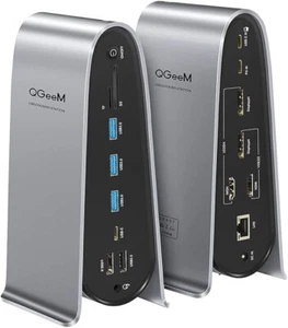 QGeem 17-in-1 USB 3.0 Universal Laptop Dockingstation Dual Monitor HDMI Openbox - Bild 1 von 7