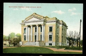 (6019) c1911 P/C USA PORT HURON MI "MACCABEE TEMPLE" UNUSED - Picture 1 of 2