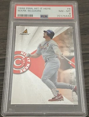 1998 Pinnacle Hit It Here #8 Mark McGwire Cardinals PSA 8 - Image 1 of 2