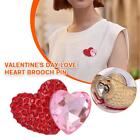 Valentine's Day Love Heart Brooch Pin Crystal Red Heart with Pink Heart Pin S ❀